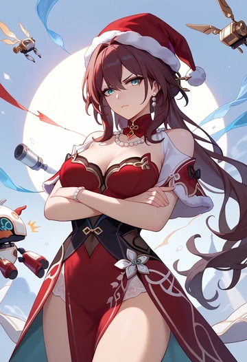 star rail,ruan mei,Christmas,red velvet dress  - AI generated anime art